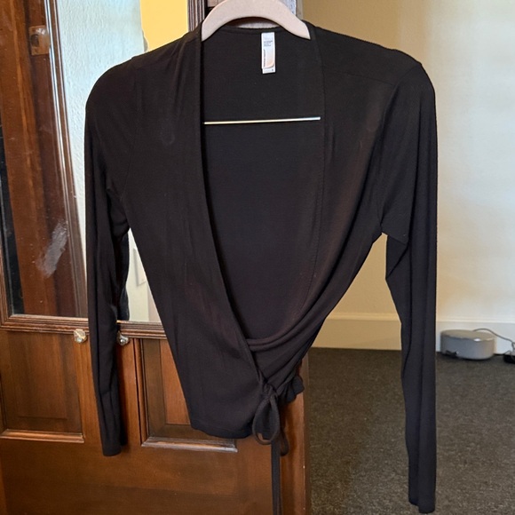 American Apparel Black Wrap Blouse - Picture 1 of 4
